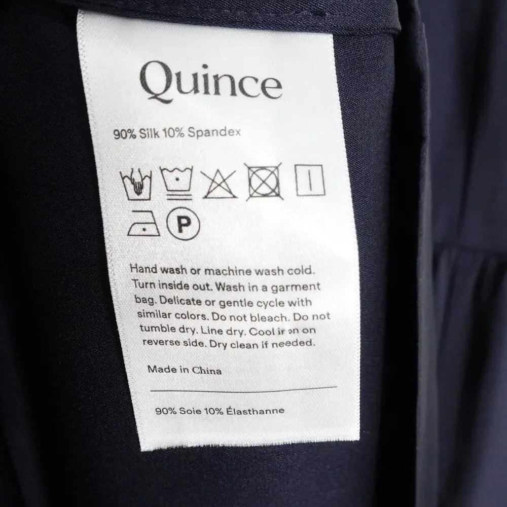 New Quince Silk Tiered Maxi Dress Women’s Small Navy Blue Maxi 4655 - Picture 9 of 11
